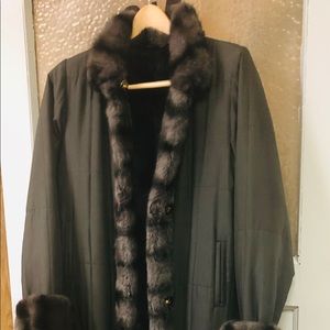 St John Reversible Silk and Rabbit fur coat